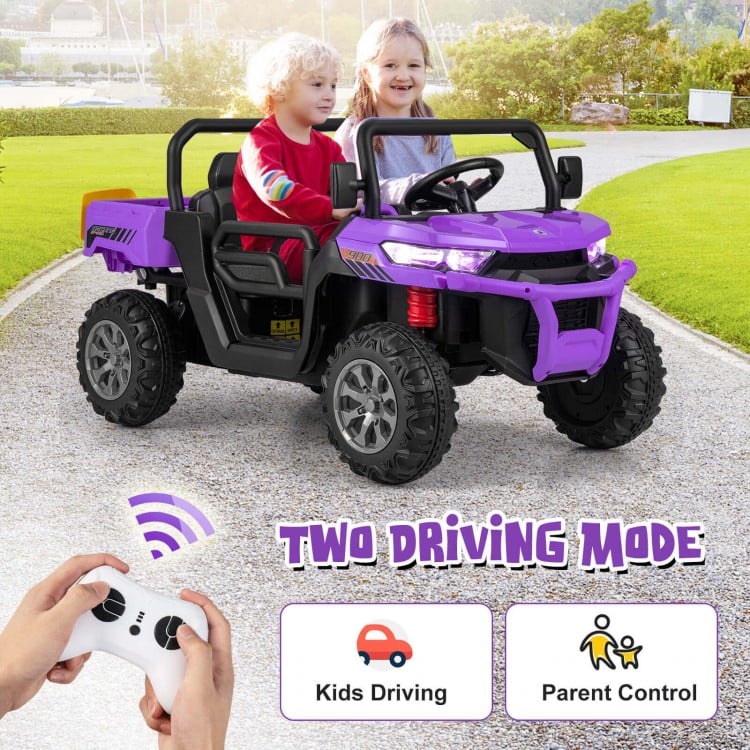12V 2-Seater Kids Ride On Dump Truck with Dump Bed and Shovel