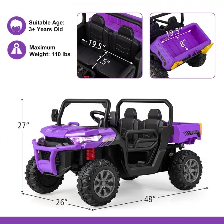 12V 2-Seater Kids Ride On Dump Truck with Dump Bed and Shovel