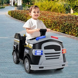 Costway 12V Kids Ride-On Fire Truck Toy with Shovel and Wrench