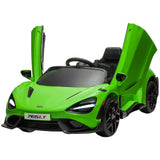 Qaba McLaren 765LT Licensed 12V Kids Electric Car w/ Scissor Doors, Transport Wheels, Remote, Slow Start, Music Horn