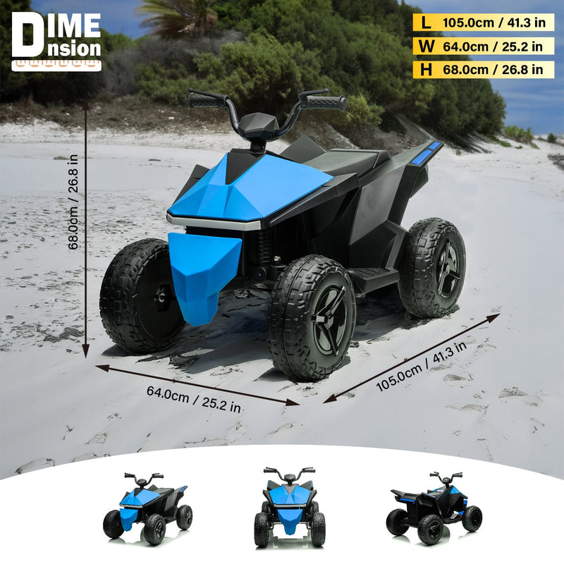 All-terrain ride on quad vehicle for kids with EVA tires and rear spring shocks
