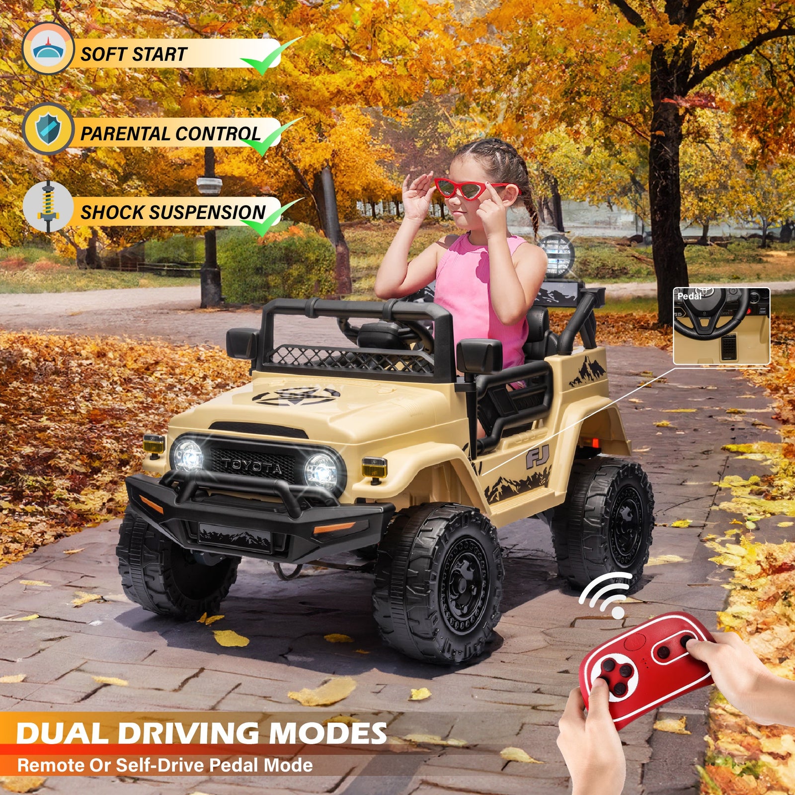 Toyota FJ Cruiser 12V Truck 1 Seater Ride-On Car with LED Lights