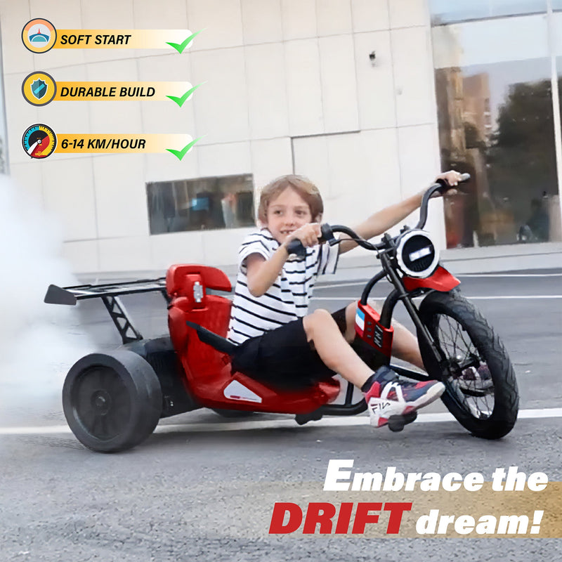 Drift 2.0 Trike High-Speed Outdoor Drifter Kids Ride-on Car with Hand Accelerator, Air Tire and LED Lights