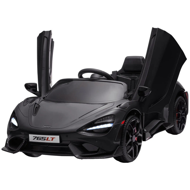 Qaba McLaren 765LT Licensed 12V Kids Electric Car w/ Scissor Doors, Transport Wheels, Remote, Slow Start, Music Horn