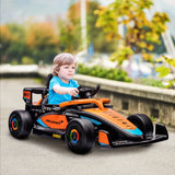 12V F1 Mclaren Electric Car for Kids with Suspension, Music, MP3, Remote Control for 3-5 Years, Orange