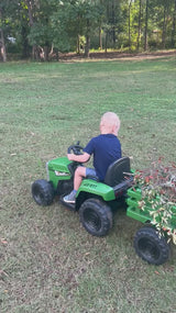 TY327774US 12V Kids Ride-On Tractor Ground Loader with Trailer