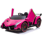 12V Pink Lamborghini Veneno 4X4 Limited Edition Ride-on Ca W/ EVA   Rubber   Wheels,   Bluetooth   &   RC