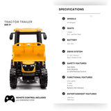 Kids 6-Wheel Electric Tractor with Trailer Yellow