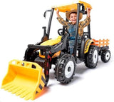Kids 6-Wheel Electric Tractor with Trailer Yellow