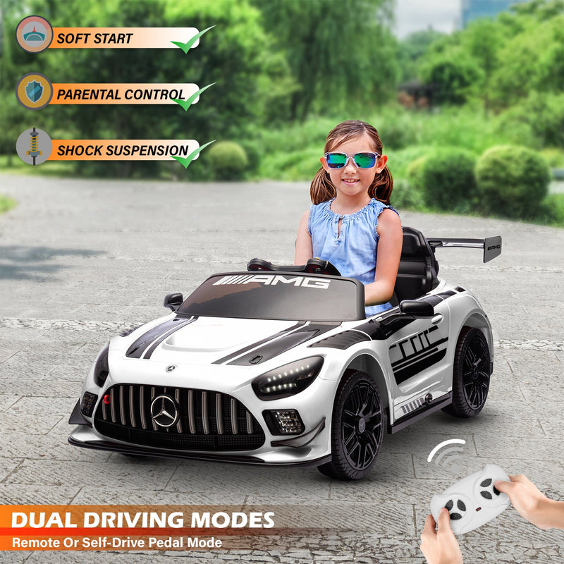 Parent using remote control for children's ride-on car