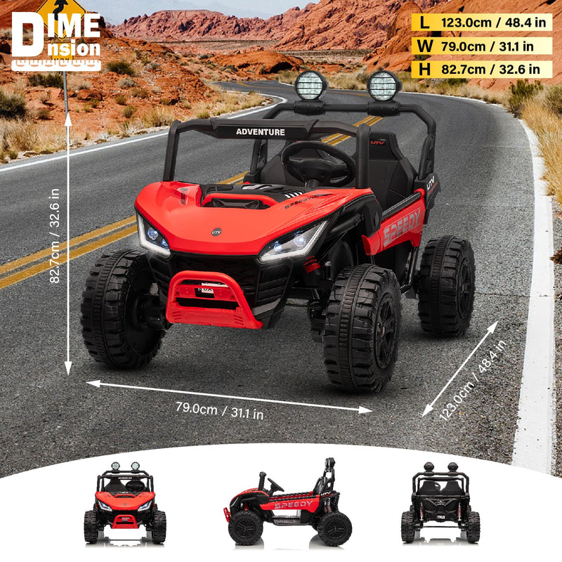 Kids ATV ride-on with spring suspension and LED headlights