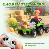 Aosom 12V Kids Ride-On Tractor Toy with Remote Control Green