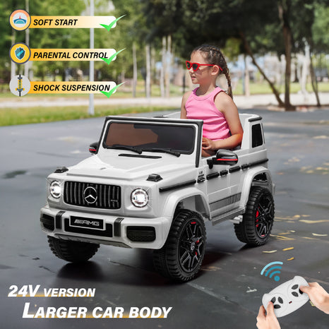 Mercedes Benz AMG G63 24V Kids Ride On Car One Seater  with Parental Remote Control, LED Lights, Leather Seat and MP3, Licensed