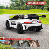 Child driving electric ride-on car outside