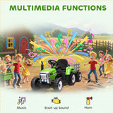 Aosom 12V Kids Ride-On Tractor Toy with Remote Control Green
