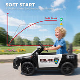 Qaba 12V Kids Ride-On Police Car Toy with Remote Control