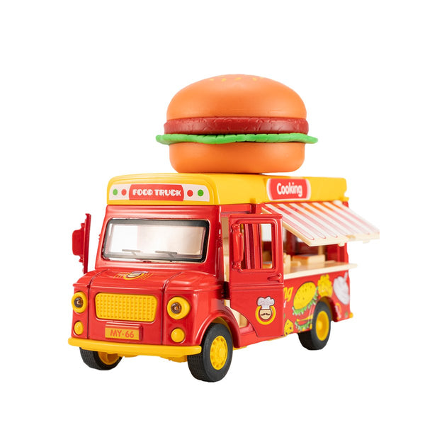 STEM Toys - Jouet de voiture à induction magnétique rétractable en alliage 【Camion de nourriture Burger】