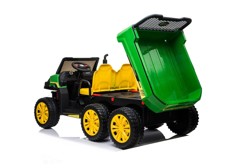 Camión agrícola de 24 V UTV 2 plazas 6 ruedas con volquete Coche eléctrico para niños con control remoto para padres Green-KOW