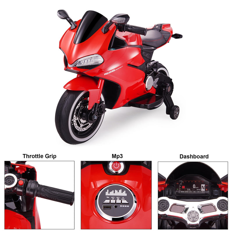 Ride On Motorcycle / Bike 12V Ducati Red- Kids On Wheelz