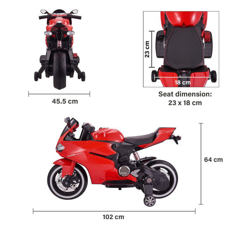 Ride On Moto / Vélo 12V Ducati Rouge - Kids On Wheelz 
