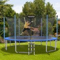15 Feet Outdoor Bounce Trampoline with Safety Enclosure Net- Costway