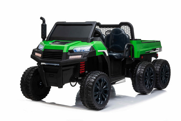 Camion agricole 24V UTV 2 places 6 roues avec benne électrique pour enfants avec télécommande parentale Green-KOW