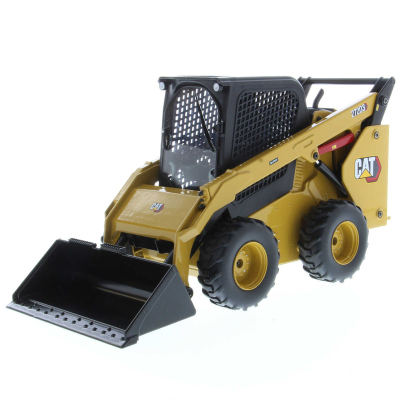 Cat 272D3 Skid Steer Loader 1:16 Diecast Radio Control (Includes 4 interchangeable Work Tools - Bucket, Auger, Forks, and Broom), 28007