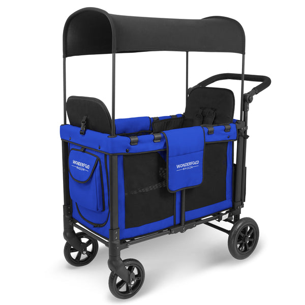 W2 Multifunctional Double Stroller Wagon 2 Seater Royal Blue Back Order- WonderFold