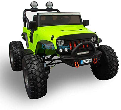 Lifted Jeep Monster Edition Ride On Car 12V 2 Seater  Lime Green - Kids On Wheelz - Kids On Wheelz