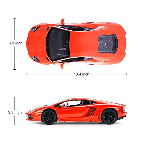 RASTAR RC Lamborghini Toy Car, 1:14 Lamborghini Aventador LP700-4 Remote Control Car, Working Lights - Orange - Voltz Toys