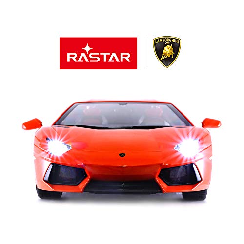 Rastar RC Lamborghini Toy Car, 1:14 Lamborghini Aventador LP700-4 Remote Control Car, Luces de trabajo - Naranja 