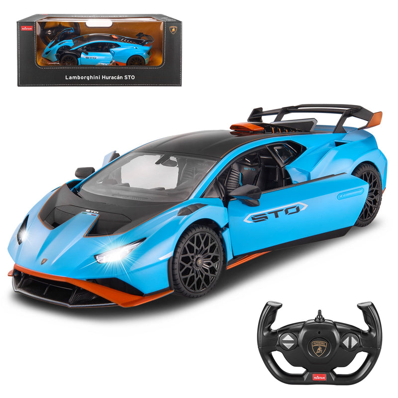 Lamborghini Huracan STO RC Car 1/14 Scale Licensed Remote Control Toy Car with Open Doors and Working Lights by Rastar