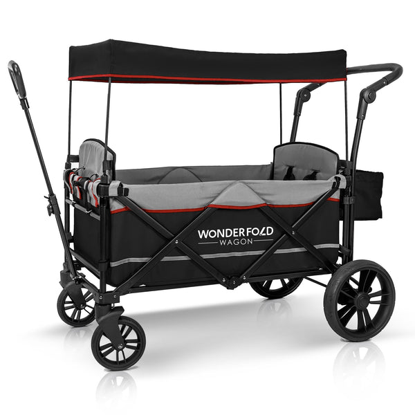X2 Pull & Push Double Stroller Wagon (2 Seater) Black -Wonderfold