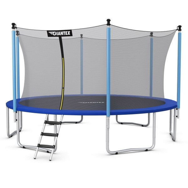 15 Feet Outdoor Bounce Trampoline with Safety Enclosure Net- Costway