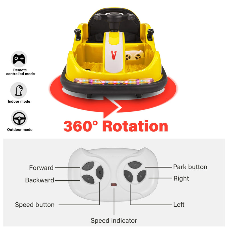 Auto de choque para niños de 12 V con rotación de 360° para interiores y exteriores