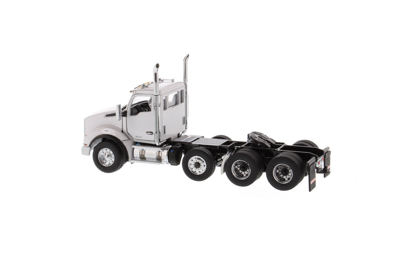 1:50 Kenworth T880S SBFA Day Cab Tandem Tractor with Pusher Axle- Metallic White cab, 71058