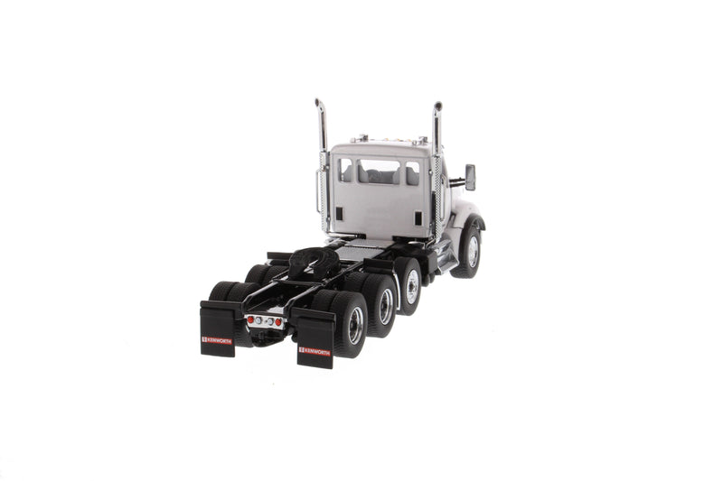 1:50 Kenworth T880S SBFA Day Cab Tandem Tractor with Pusher Axle- Metallic White cab, 71058