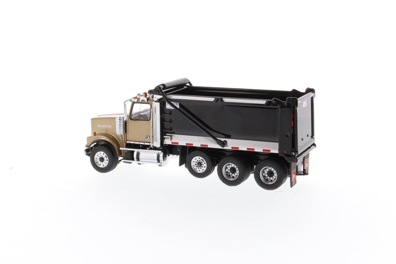 1:50 Western Star 4900 SF OX Stampede Dump Truck - Gold cab + black dump body, 71080