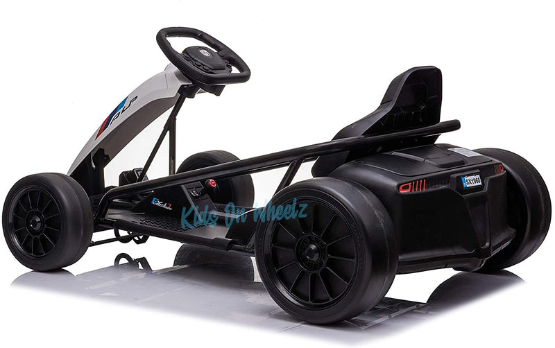 Go Kart eléctrico Sopbost, 24 V, a pedales, para más de 6 niños y adultos  que viajen en coche, vehículo eléctrico, carreras de coches, drift, coche  para niños y niñas, blanco