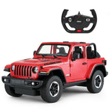 Jeep Wrangler Off-Road RC Car 1/14 Scale Licensed Remote Control Toy Car with Open Doors and Working Lights by Rastar