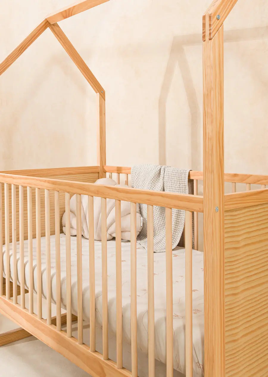 Natural Wood House Baby Crib – Safe Stylish Nursery – Kids On Wheelz