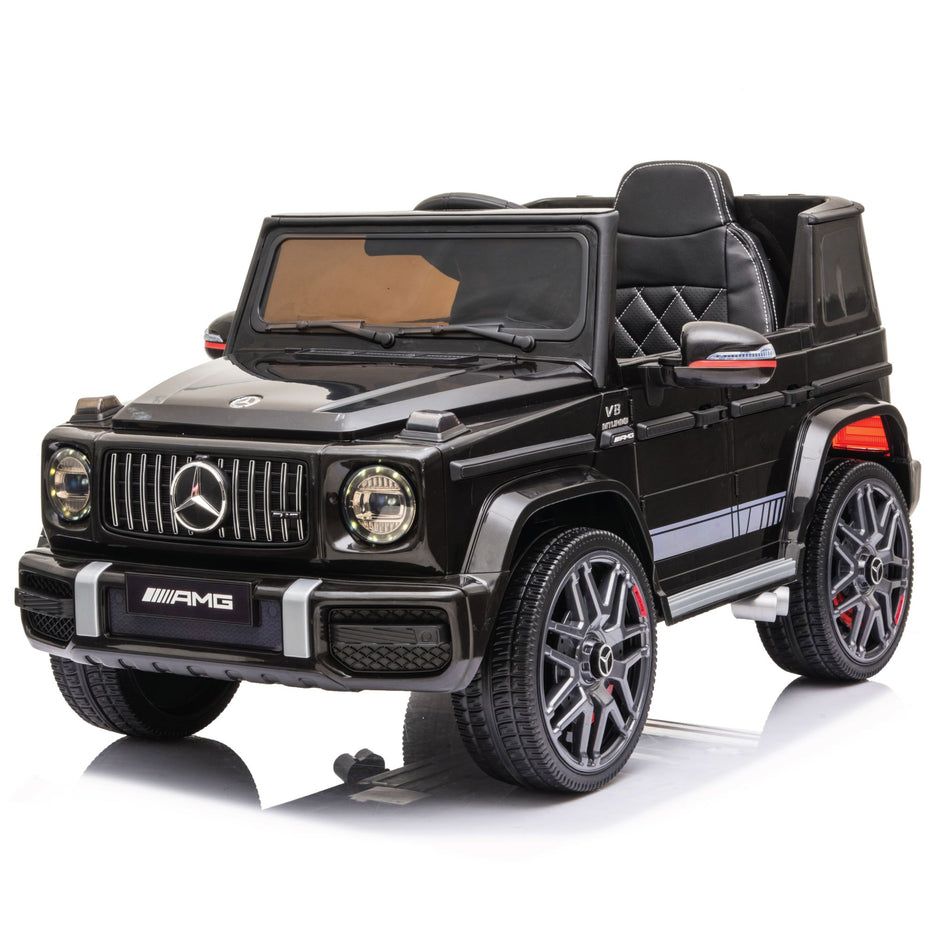 Mercedes-Benz AMG G63, Ride On Car eléctrico para niños de 12 V con control remoto para padres, luces LED, asiento de cuero y MP3- Kids On Wheelz