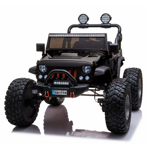 Jeep Monster classique 2 places surélevée avec télécommande, siège en cuir et pneus en caoutchouc 