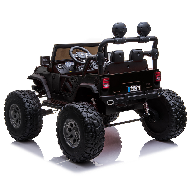 Coche de paseo Jeep Monster Edition levantado 12V 2 plazas rosa - Kids On Wheelz