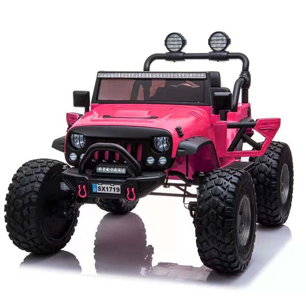 Lifted Jeep Monster Edition Ride On Car 12V 2 places Rose - Kids On Wheelz