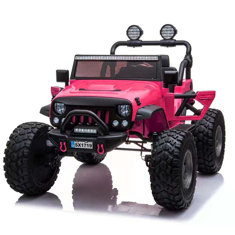 Classic 2 Seater Lifted Monster Jeep with Remote Control, Leather Seat and Rubber Tires