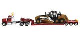 Tracteur tandem International HX520 1:50 + remorque XL 120, rouge avec niveleuse Cat® 12M3 chargée, y compris les deux boosters arrière, 85598