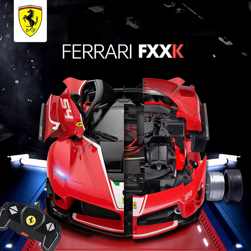 【KIT DE CONSTRUCCIÓN】 Rastar 1/18 Ferrari FXXK EVO DIY Kit de construcción con control remoto, 92 piezas 