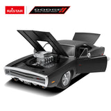 Dodge Charger R/T with Engine RC Car 1/16 Licensed Remote Control Toy Car with Open Doors and Working Lights by Rastar, Fast & Furious