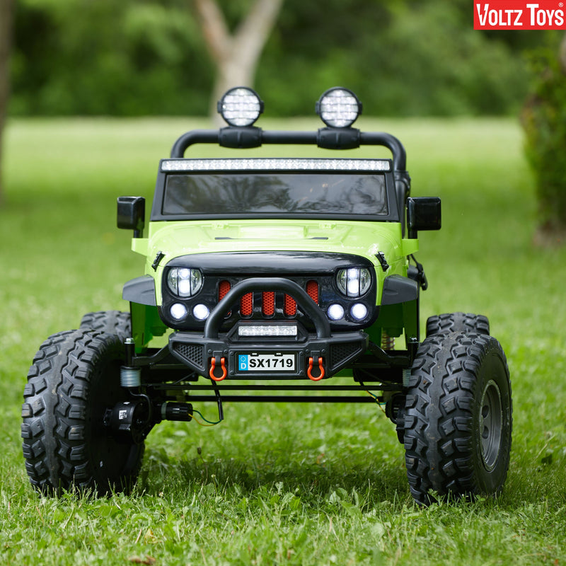 Classic 2 Seater Lifted Monster Jeep with Remote Control, Leather Seat and Rubber Tires